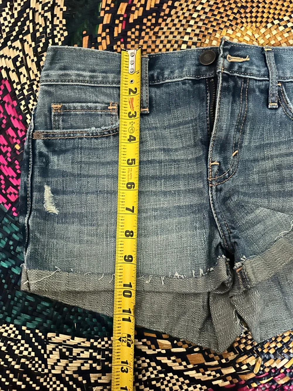 Abercrombie & Fitch Light Blue Distressed Denim Shorts